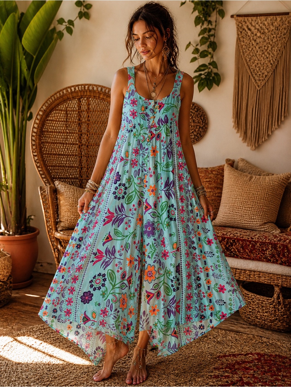NWT Easel Floral Bohemian Jumpsuit
